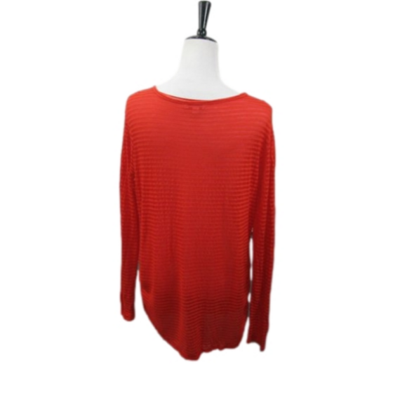 Indigo Orange Stripe Semi-Sheer Long Sleeve Top Size XL - Picture 3 of 4